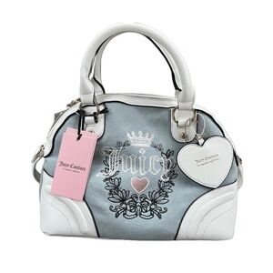 RARE Juicy Couture Y2k Denim Heart White Pink Bag Handbag NWT